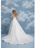 Short Sleeves Ivory 3D Flowers Satin Gorgeous Wedding Dress